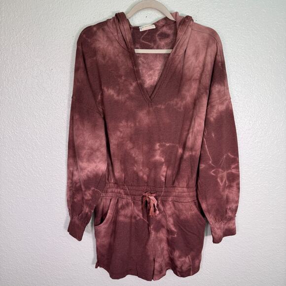 Free People Romper Womens Large Tie Dye Hooded Jumpsuit Terry Cloth FP Movement - Picture 1 of 10